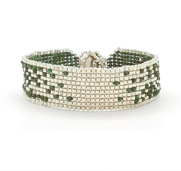 Brazalete Telar Plata Delgado Difuminado Turquesa T